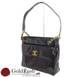 シャネル CHANEL 　エナメル 　チェーンショルダーバッグ 　ショルダートート　ブラック